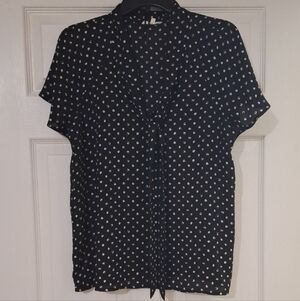 Pleione Black and White Polka Dot Blouse